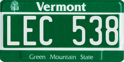 VT license plate LEC538