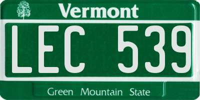 VT license plate LEC539