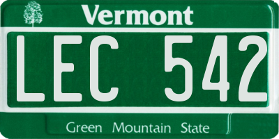 VT license plate LEC542