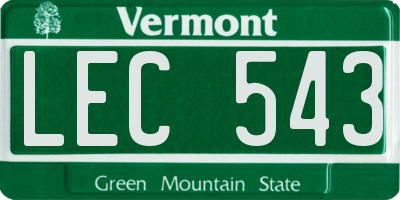 VT license plate LEC543