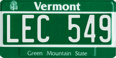 VT license plate LEC549