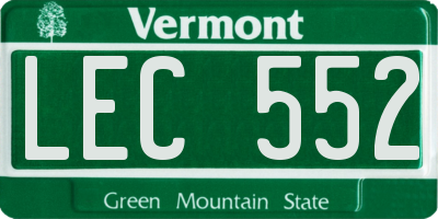 VT license plate LEC552