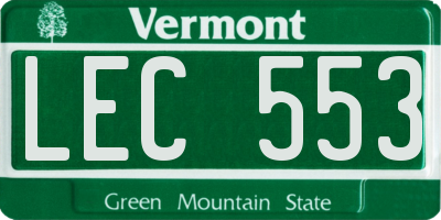 VT license plate LEC553