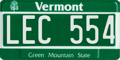 VT license plate LEC554