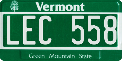 VT license plate LEC558