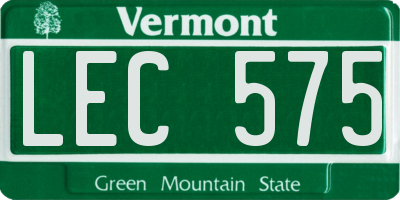 VT license plate LEC575
