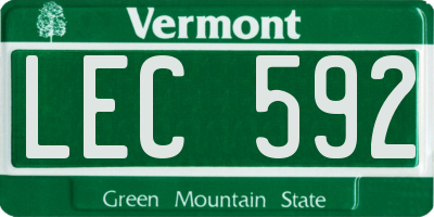 VT license plate LEC592