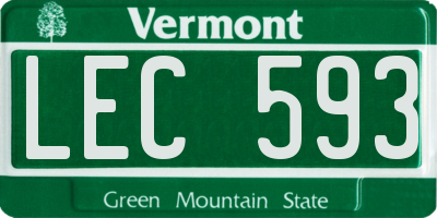 VT license plate LEC593