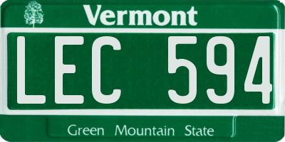 VT license plate LEC594
