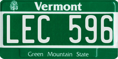 VT license plate LEC596