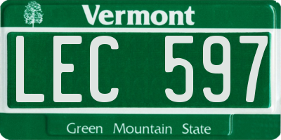 VT license plate LEC597