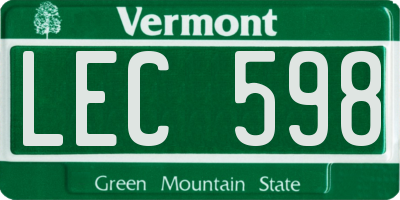 VT license plate LEC598