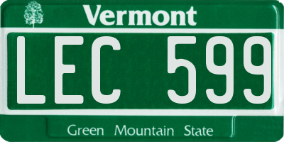 VT license plate LEC599