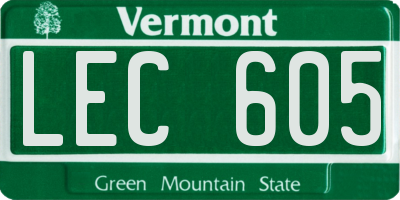 VT license plate LEC605