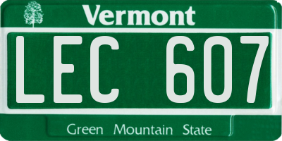 VT license plate LEC607