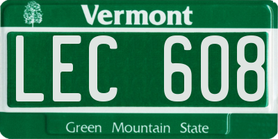 VT license plate LEC608