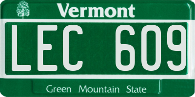 VT license plate LEC609