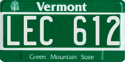 VT license plate LEC612