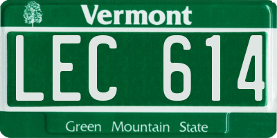 VT license plate LEC614