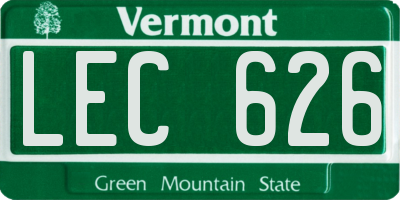 VT license plate LEC626