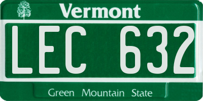 VT license plate LEC632