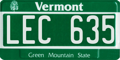 VT license plate LEC635