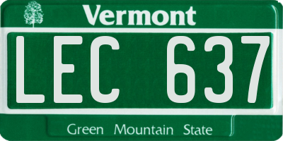 VT license plate LEC637