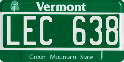 VT license plate LEC638