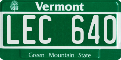 VT license plate LEC640
