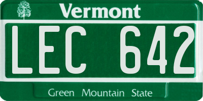 VT license plate LEC642
