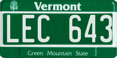 VT license plate LEC643