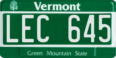 VT license plate LEC645
