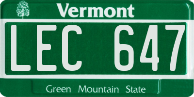 VT license plate LEC647