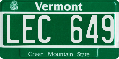 VT license plate LEC649