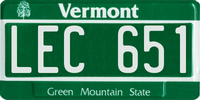 VT license plate LEC651