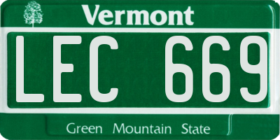 VT license plate LEC669