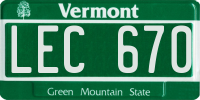 VT license plate LEC670