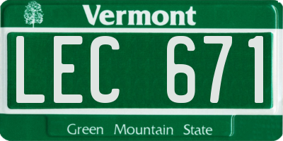 VT license plate LEC671