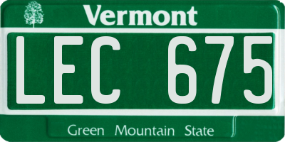 VT license plate LEC675