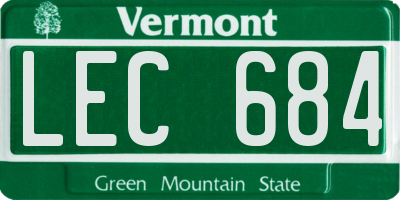 VT license plate LEC684