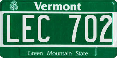 VT license plate LEC702