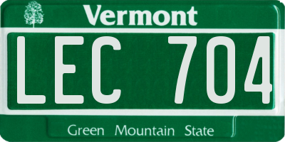 VT license plate LEC704