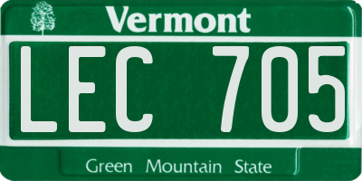 VT license plate LEC705