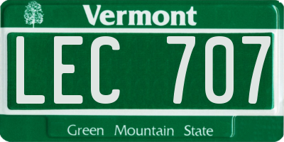 VT license plate LEC707