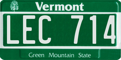 VT license plate LEC714