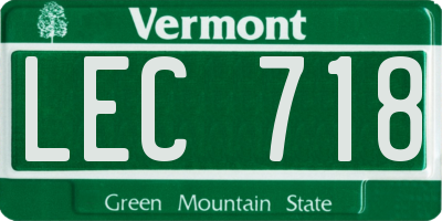 VT license plate LEC718