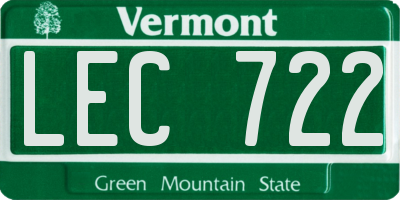 VT license plate LEC722