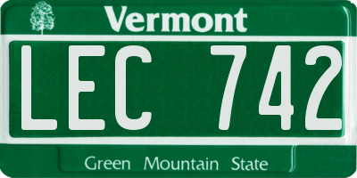 VT license plate LEC742