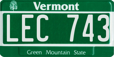 VT license plate LEC743