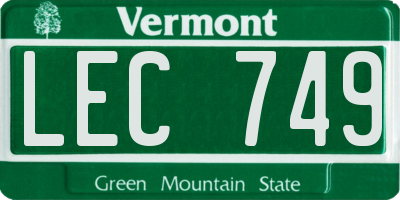 VT license plate LEC749